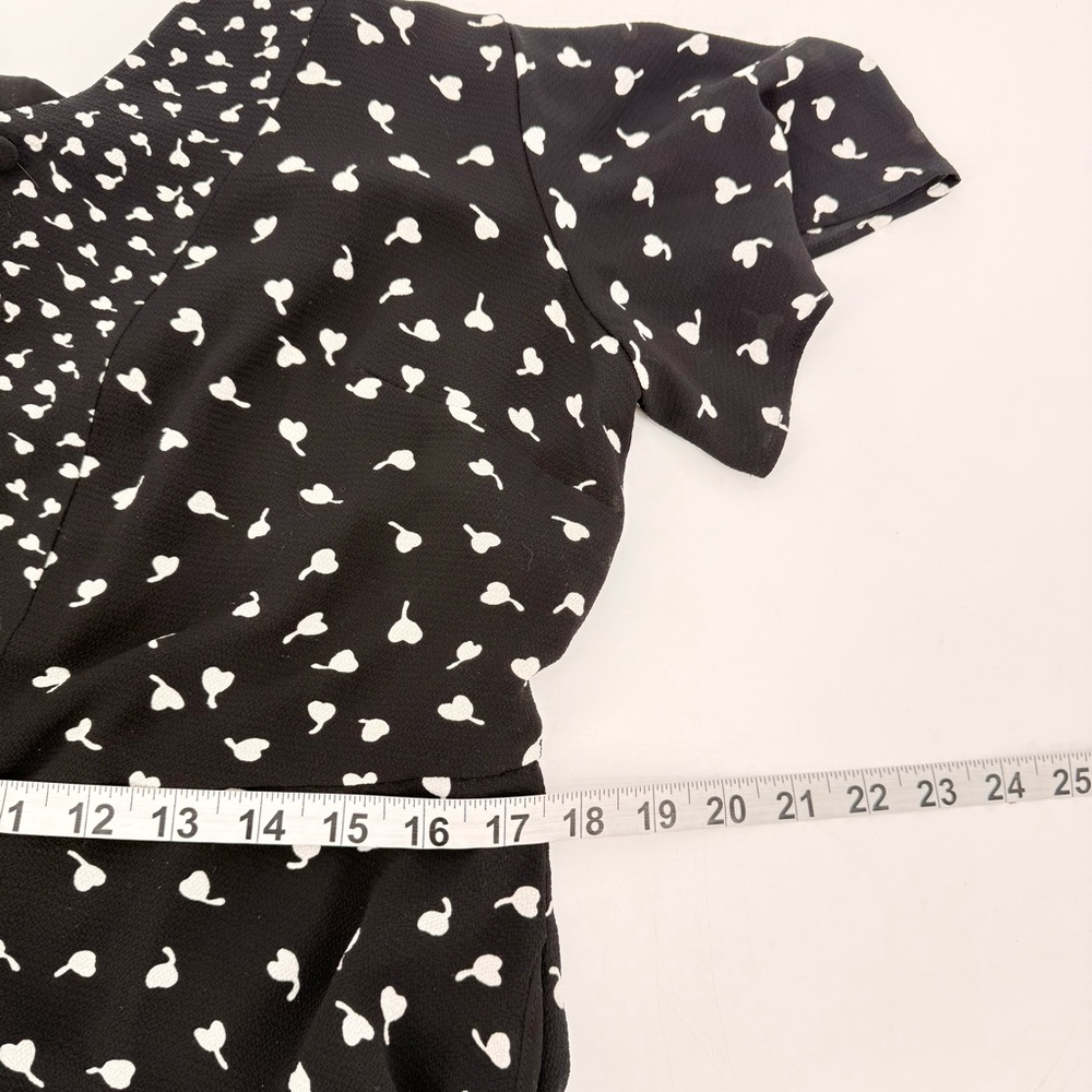 Talbots Womens 12 Flutter Sleeve Midi Dress Black White Dot Pockets Lined A-Line - Picture 7 of 13